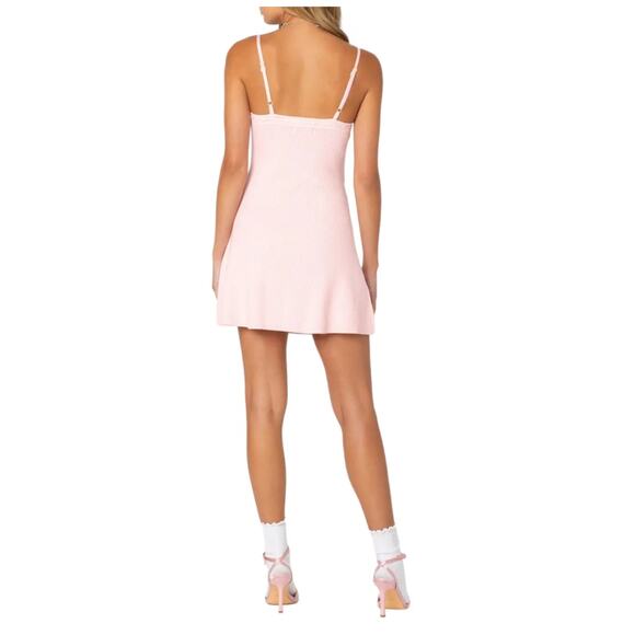 EDIKTED Bow Tie Rib Minidress Size Medium - Picture 2 of 12